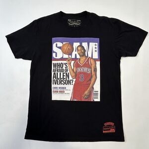 Mitchell Ness Allen Iverson Large Black T Shirt Slam Magazine 76ers Whos Afraid